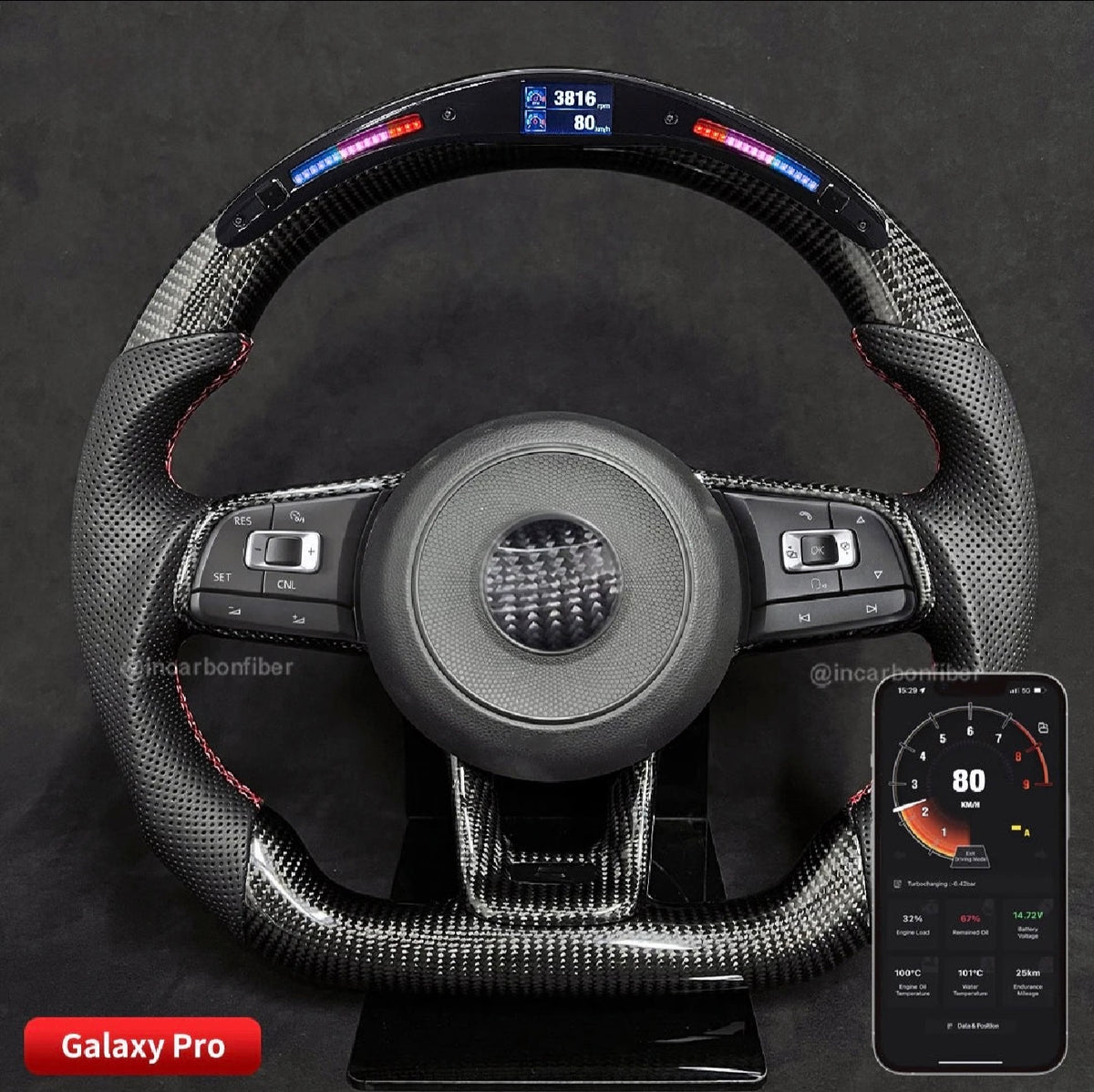 LuxRide™  Golf CarbonLED — Galaxy LED Steering Wheel