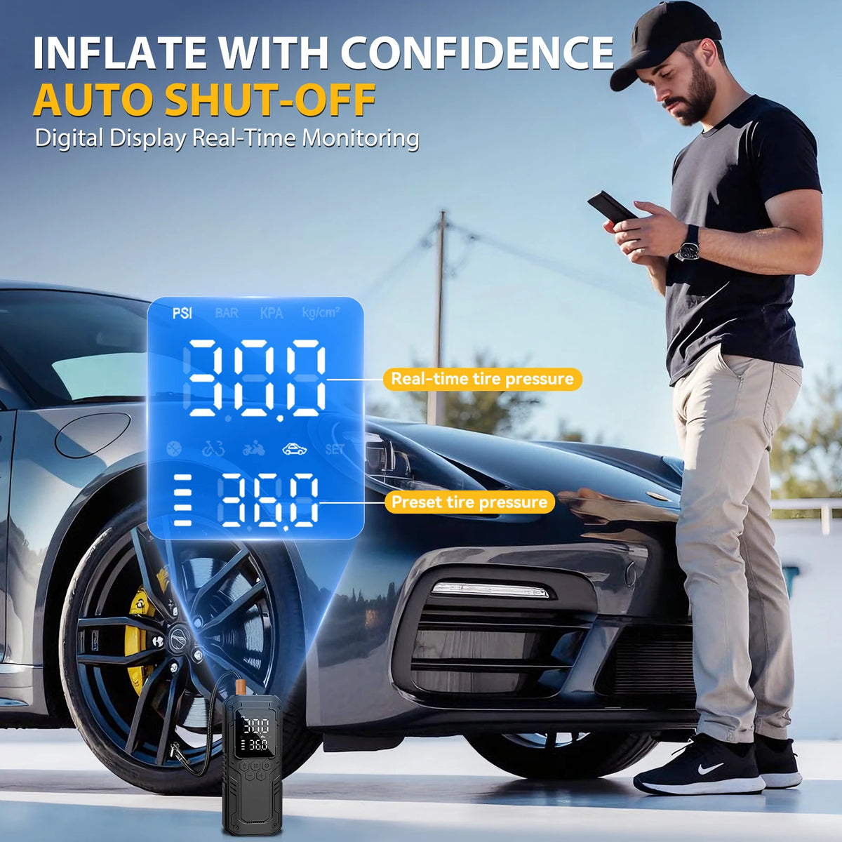 LuxRide™ AirPro 150 — Portable Tire Inflator