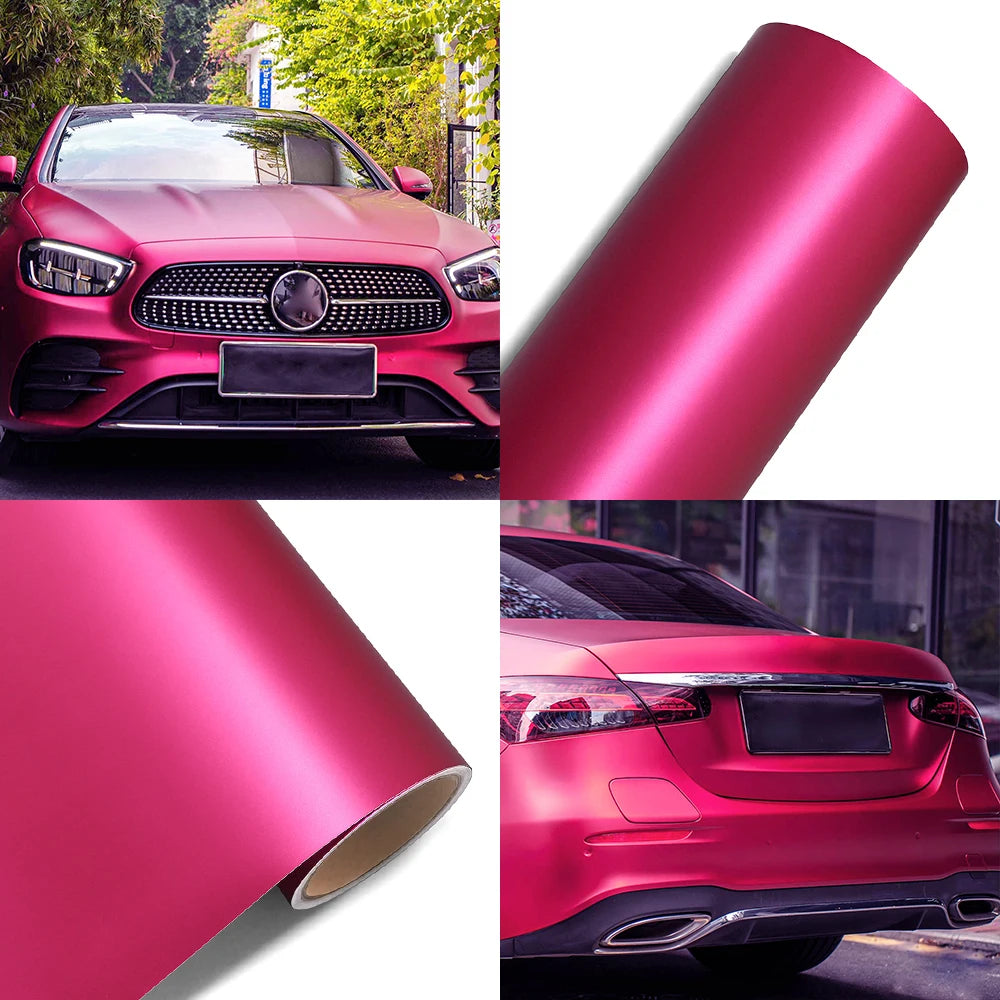 LuxRide™ Matte Satin Ice Film Rose Red Car Wrap