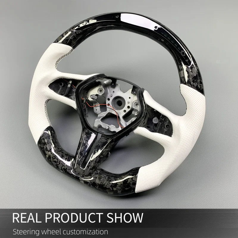 LuxRide™ Customized Forged LED Carbon Fiber Perforated Leather Steering Wheel Q60 QX55 Q50 2017 2024