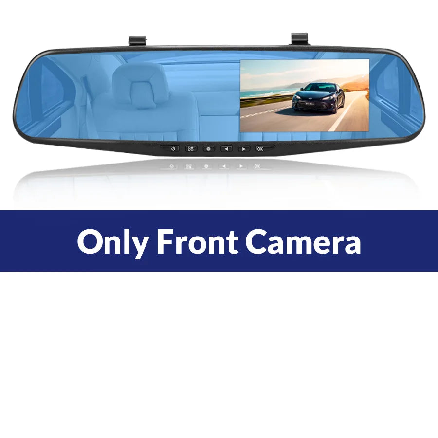 LuxRide™ 4.3” Dual Dash Cam — Front & Rear
