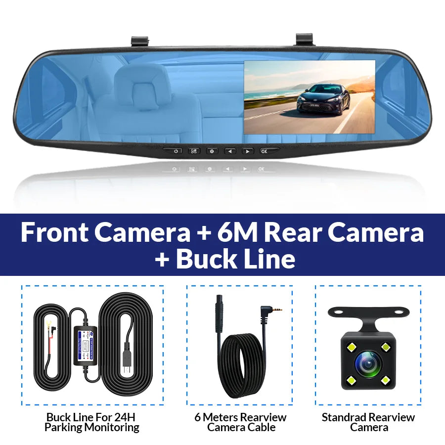 LuxRide™ 4.3” Dual Dash Cam — Front & Rear