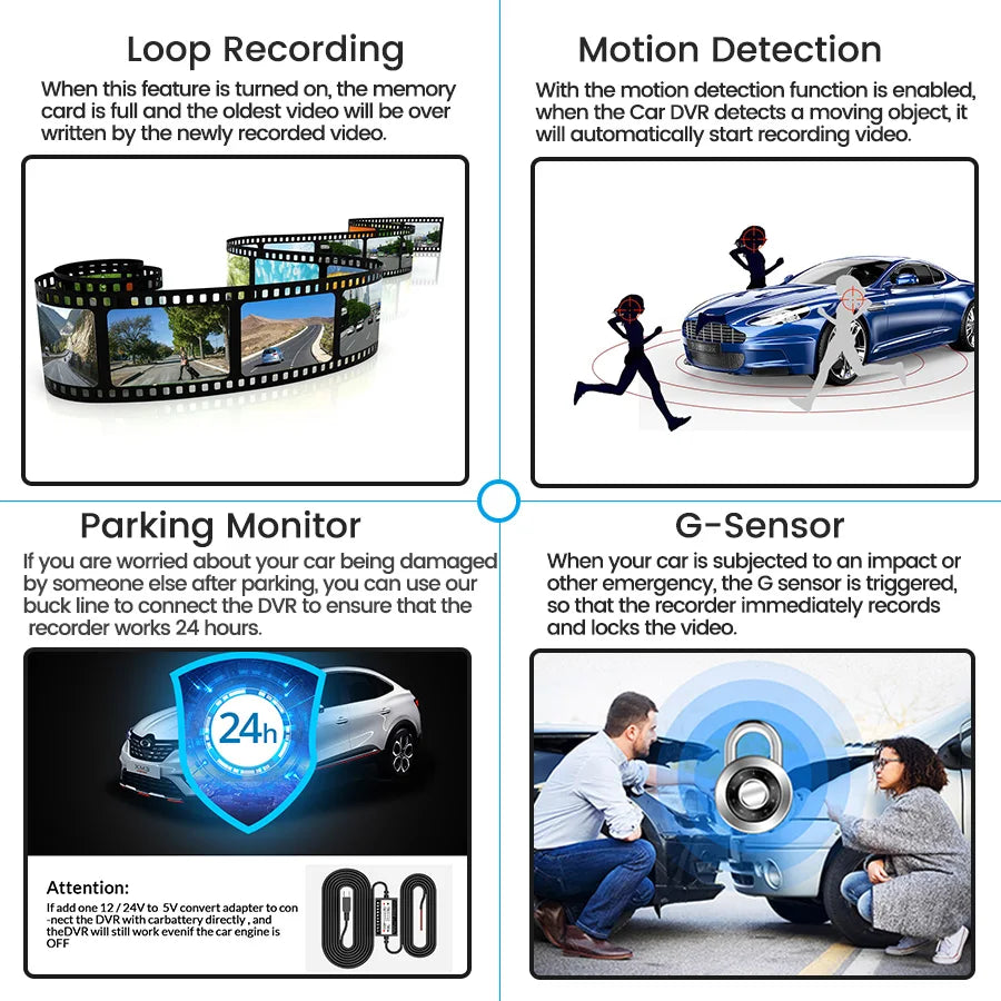 LuxRide™ 4.3” Dual Dash Cam — Front & Rear