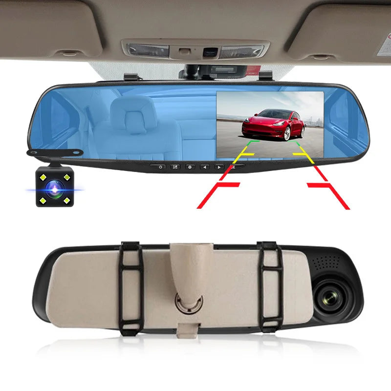 LuxRide™ 4.3” Dual Dash Cam — Front & Rear