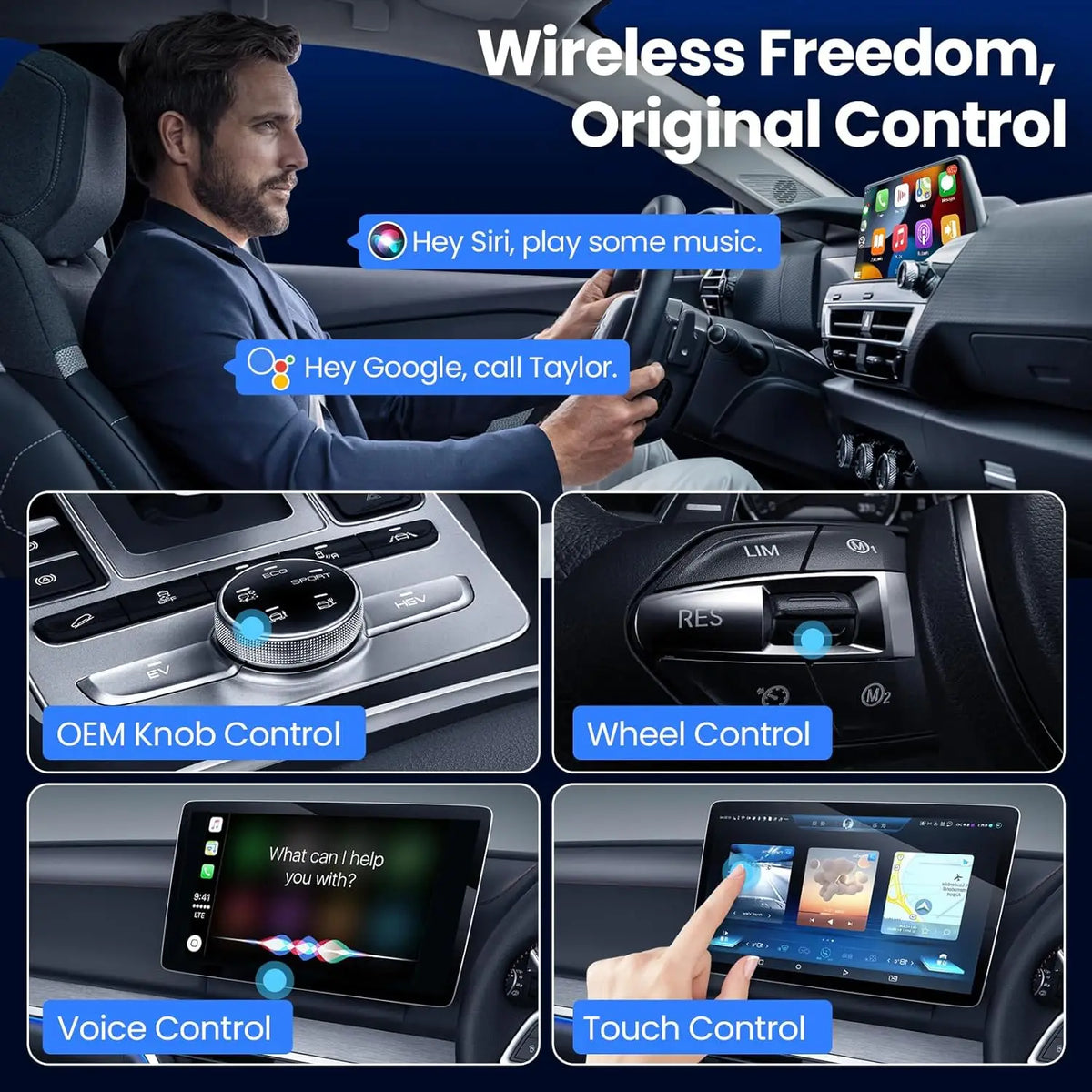 Premium Wireless 2-in-1                    CarPlay & Android Auto Adapter