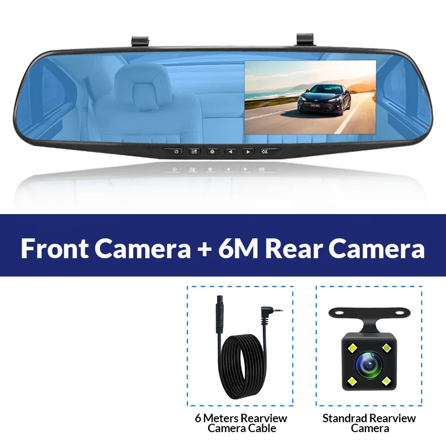 LuxRide™ 4.3” Dual Dash Cam — Front & Rear